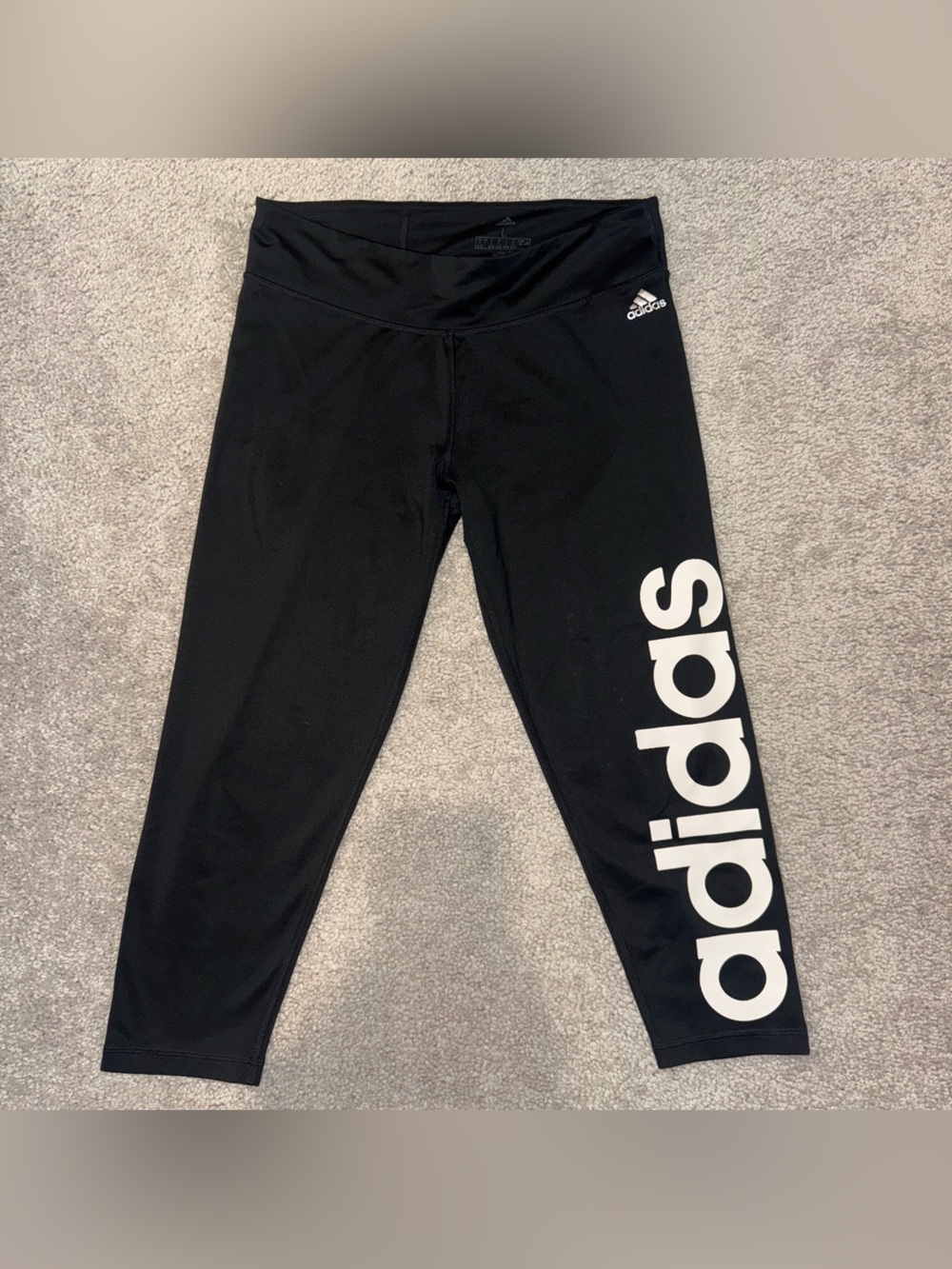adidas Black Leggings with White Side Logo